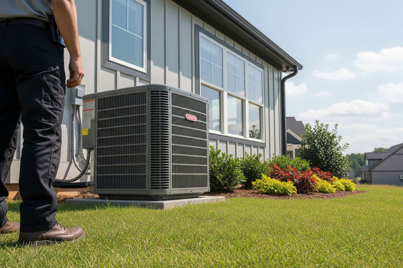 HVAC unit inspection in Anderson, SC Outdoor HVAC unit inspection as part of preventative maintenance in Upstate South Carolina.