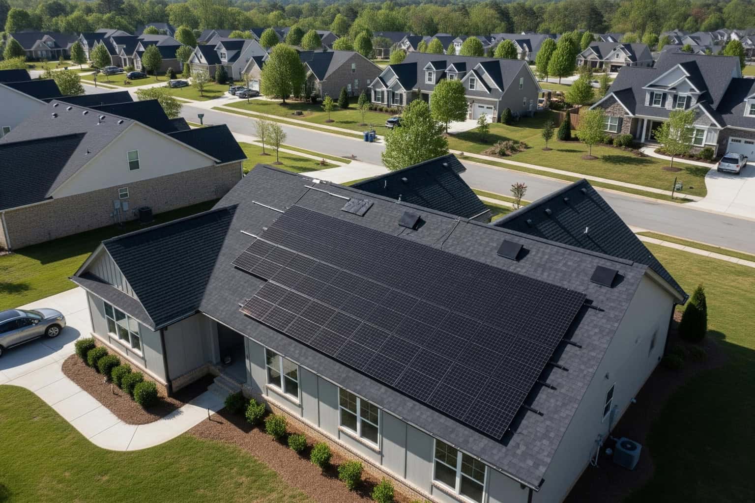 Upstate SC home with solar panels being removed and reinstalled for new roof Home in Upstate SC with solar panels being removed and reinstalled for roof replacement.