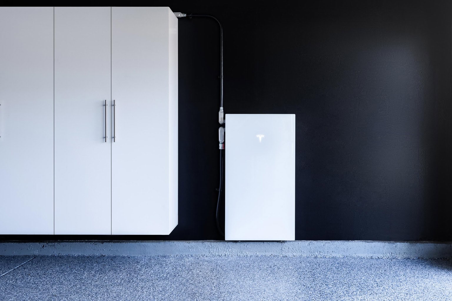 Tesla Powerwall battery storage in South Carolina Tesla Powerwall solar battery backup installed in Spartanburg SC garage.