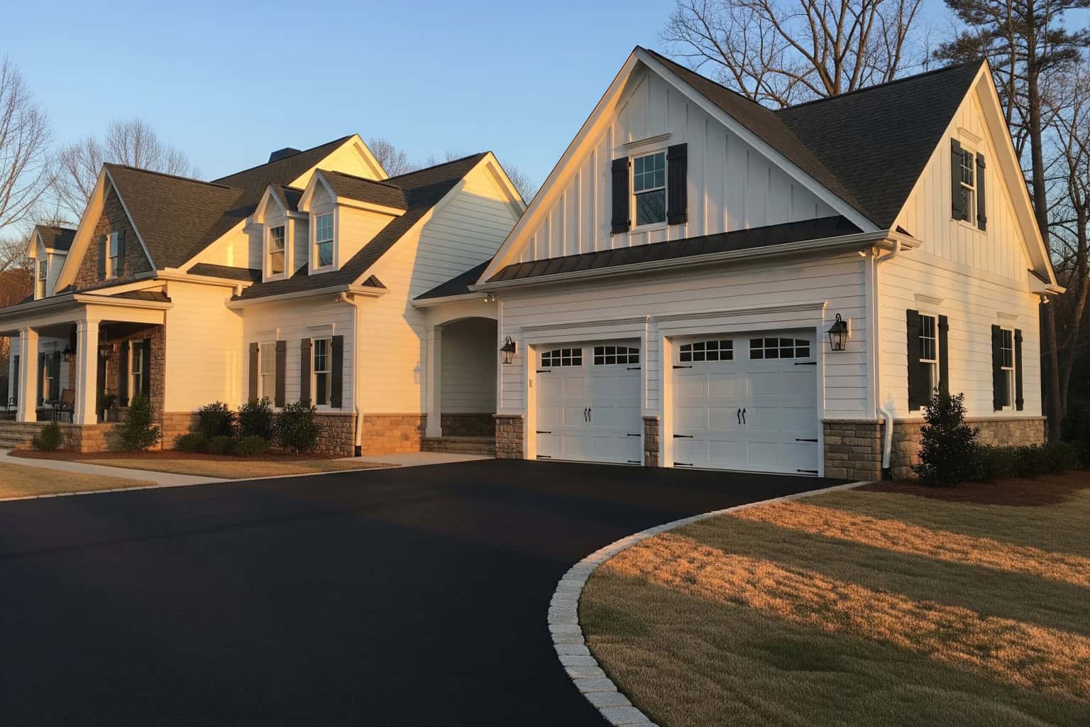 Garage addition in Greer SC Attached garage addition on a Greer, SC home with matching design and materials.